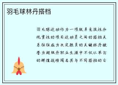 羽毛球林丹搭档