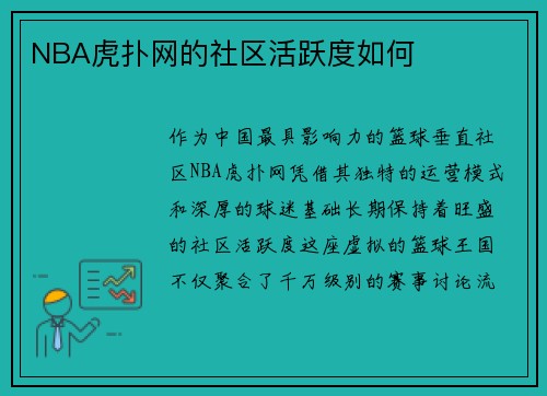 NBA虎扑网的社区活跃度如何